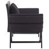 Garden Bench with Cushions 69.3" Black Poly Rattan