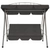 Outdoor Convertible Swing Bench with Canopy Anthracite 78"x47.2"x80.7" Steel