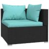 13 Piece Patio Lounge Set with Cushions Poly Rattan Black