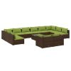 13 Piece Patio Lounge Set with Cushions Brown Poly Rattan