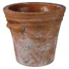 Tia 14 Inch Cement Planter Pot; Tapered; Faux Cracks; Large; Washed Brown; DunaWest