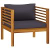 Patio Chair with Dark Gray Cushions Solid Acacia Wood