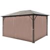 Gazebo with Curtain Brown Aluminum 13' x 10'