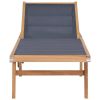 Folding Sun Lounger with Wheels Solid Teak and Textilene