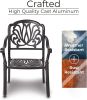 Set of 2 Stackable Outdoor Patio Dining Chairs with Cushions, Cast Aluminum Frame, Metal Rust-Free Furniture for Lawn Garden Backyard, Dark Brown