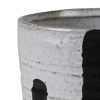 Ceramic Cachepot with Alternate Stripes Pattern; Large; Gray; DunaWest