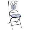 3 Piece Mosaic Bistro Set Ceramic Tile Blue and White