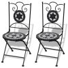 3 Piece Bistro Set Ceramic Tile Black and White