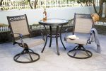 3 Piece Bistro Set, Handmade Contemporary Round Table Swivel Rocker Chairs Garden Backyard Outdoor Patio Furniture