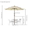 9Ft 3-Tiers 24LEDS Patio Umbrella Beige