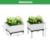 2PCS Rectangle Raised Elevated Garden Flower Bed Plant Box Vegetable Planter Herb White