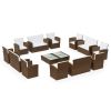 16 Piece Patio Lounge Set with Cushions Poly Rattan Brown