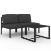 3 Piece Patio Lounge Set with Cushions Aluminum Anthracite