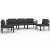 5 Piece Patio Lounge Set with Cushions Aluminum Anthracite