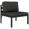 3 Piece Patio Lounge Set with Cushions Aluminum Anthracite