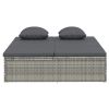 Convertible Sun Bed with Cushions Poly Rattan Dark Gray