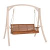 5ft Cedar With Iron Chain 500lbs Double Wooden Swing Dark Brown(Swing frames not included)