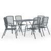 7 Piece Garden Dining Set Steel Anthracite