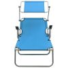 Sun Lounger with Canopy Steel Blue