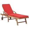 Sun Loungers with Cushions 2 pcs Solid Teak Wood Red