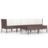 6 Piece Garden Lounge Set with Cushions Poly Rattan Brown