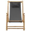 Deck Chair Bamboo and Canvas Dark Gray