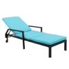 Black Gold Thread Wheeled Outdoor Bed,Reclining Chaise Lounge  XH