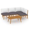 5 Piece Patio Lounge Set with Cushions Solid Acacia Wood