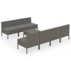 8 Piece Patio Lounge Set with Cushions Poly Rattan Gray