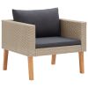 4 Piece Garden Lounge Set with Cushions Poly Rattan Beige