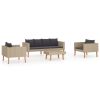 4 Piece Garden Lounge Set with Cushions Poly Rattan Beige