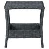 2 Piece Garden Lounge Set with Cushions Poly Rattan Dark Gray