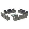 16 Piece Patio Lounge Set with Cushions Poly Rattan Gray