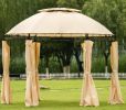 Outdoor Gazebo Steel Fabric Round Soft Top Gazebo, Outdoor Patio Dome Gazebo with Removable Curtains