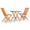 3 Piece Bistro Set with Anthracite Cushions Solid Teak Wood