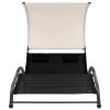 Double Sun Lounger with Canopy Textilene Black