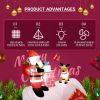 8FT Christmas Inflatable Decoration Santa with Giftbox and Reindeer Standing on The Roof;  Holliday Decoration;  LED Lights Blow Up Yard Decor