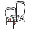 Artisasset Paint Painted Blade Shape 3 Blocks Plant Stand Black--YS