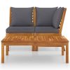 3 Piece Garden Lounge Set with Dark Gray Cushion Solid Acacia Wood