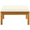 Footrest with Cream White Cushion Solid Acacia Wood