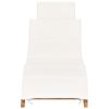 Folding Sun Lounger with Cream White Cushion Solid Teak Wood