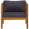 Patio Chair with Dark Gray Cushions Solid Acacia Wood