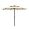 10Ft 3-Tiers 32LEDS Patio Umbrella Beige