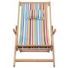 Folding Beach Chair Fabric and Wooden Frame Multicolor