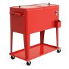 Outdoor Patio Party Rolling Steel Construction 80 Quart Bar Cooler