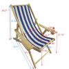 Outdoor Poplar Hanging Chair Wide Blue Stripes armrest with cup holder (Color: Dark Blue)