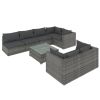 8 Piece Patio Lounge Set with Cushions Gray Poly Rattan