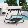 Outdoor Swing Hammock Bed With Canopy Textilene Cushion for Patio,  Backyard,Garden, Porch, Black