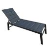 Outdoor Chaise Lounge Chair; Five-Position Adjustable Aluminum Recliner; All Weather For Patio; Beach; Yard; Pool(Black Fabric)