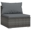 Patio Middle Sofa with Cushions Gray Poly Rattan